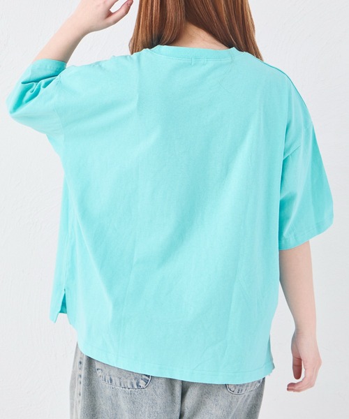 pairmanon(ペアマノン)の「【綿100%】【リンクコーデ】【ママサイズ】ロゴプリント ルーズ半袖Tシャツ(Tシャツ/カットソー・レディース・ブルー/ピンク系その他/グレイッシュベージュ・FREE)」の9枚目の写真