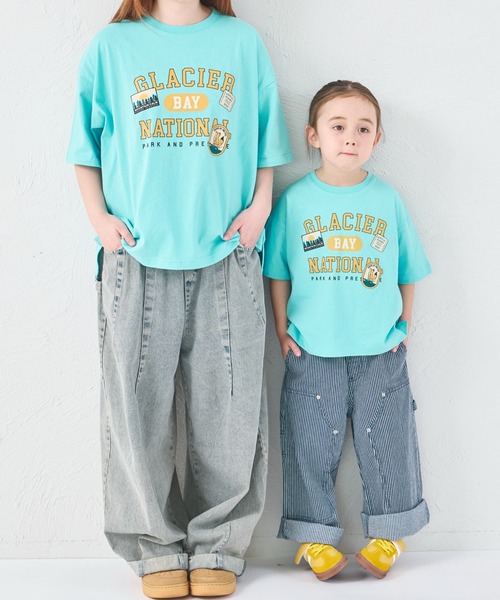 pairmanon(ペアマノン)の「【綿100%】【リンクコーデ】【ママサイズ】ロゴプリント ルーズ半袖Tシャツ(Tシャツ/カットソー・レディース・ブルー/ピンク系その他/グレイッシュベージュ・FREE)」の13枚目の写真