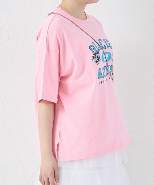 pairmanon(ペアマノン)の「【綿100%】【リンクコーデ】【ママサイズ】ロゴプリント ルーズ半袖Tシャツ(Tシャツ/カットソー・レディース・ブルー/ピンク系その他/グレイッシュベージュ・FREE)」の14枚目の写真