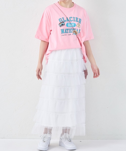pairmanon(ペアマノン)の「【綿100%】【リンクコーデ】【ママサイズ】ロゴプリント ルーズ半袖Tシャツ(Tシャツ/カットソー・レディース・ブルー/ピンク系その他/グレイッシュベージュ・FREE)」の16枚目の写真