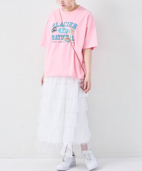 pairmanon(ペアマノン)の「【綿100%】【リンクコーデ】【ママサイズ】ロゴプリント ルーズ半袖Tシャツ(Tシャツ/カットソー・レディース・ブルー/ピンク系その他/グレイッシュベージュ・FREE)」の17枚目の写真