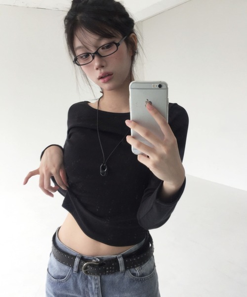 modimood（モディムード）の「[MADE] MOMU BASIC 長袖Tシャツ（Tシャツ/カットソー・レディース・ブラック/アイボリー/グレー・2/1）」の11枚目の写真