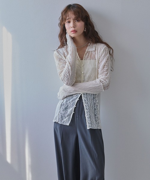 bohmal（ボマール）の「レースパッチワーク襟つきカーディガン（カーディガン/ボレロ・レディース・アイボリー/ブラック・FREE）」の11枚目の写真