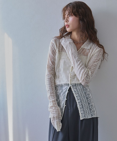 bohmal（ボマール）の「レースパッチワーク襟つきカーディガン（カーディガン/ボレロ・レディース・アイボリー/ブラック・FREE）」の12枚目の写真