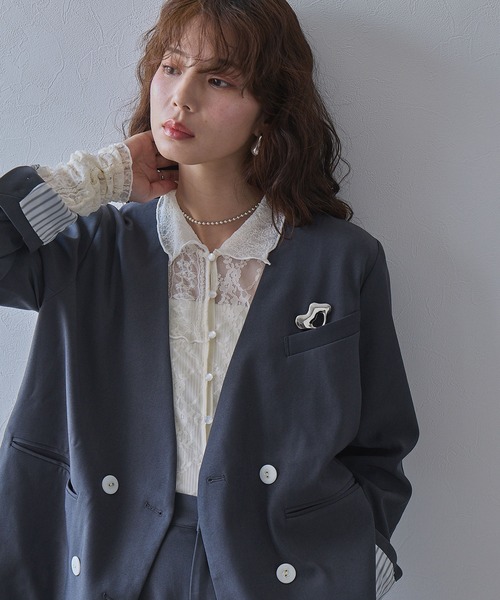 bohmal（ボマール）の「レースパッチワーク襟つきカーディガン（カーディガン/ボレロ・レディース・アイボリー/ブラック・FREE）」の17枚目の写真