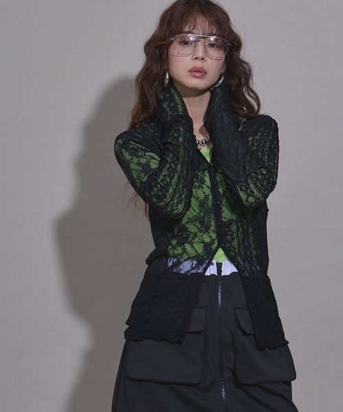 bohmal（ボマール）の「レースパッチワーク襟つきカーディガン（カーディガン/ボレロ・レディース・アイボリー/ブラック・FREE）」の6枚目の写真