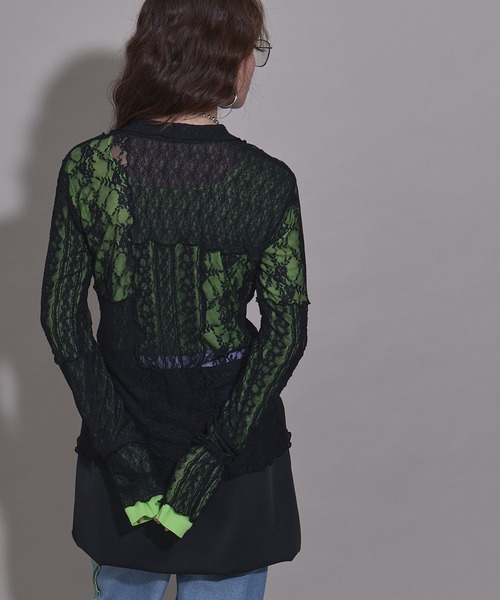 bohmal（ボマール）の「レースパッチワーク襟つきカーディガン（カーディガン/ボレロ・レディース・アイボリー/ブラック・FREE）」の7枚目の写真