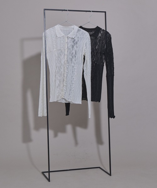 bohmal（ボマール）の「レースパッチワーク襟つきカーディガン（カーディガン/ボレロ・レディース・アイボリー/ブラック・FREE）」の3枚目の写真