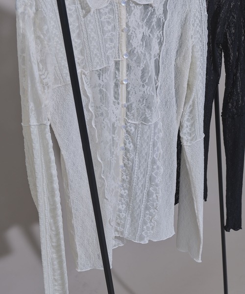 bohmal（ボマール）の「レースパッチワーク襟つきカーディガン（カーディガン/ボレロ・レディース・アイボリー/ブラック・FREE）」の5枚目の写真