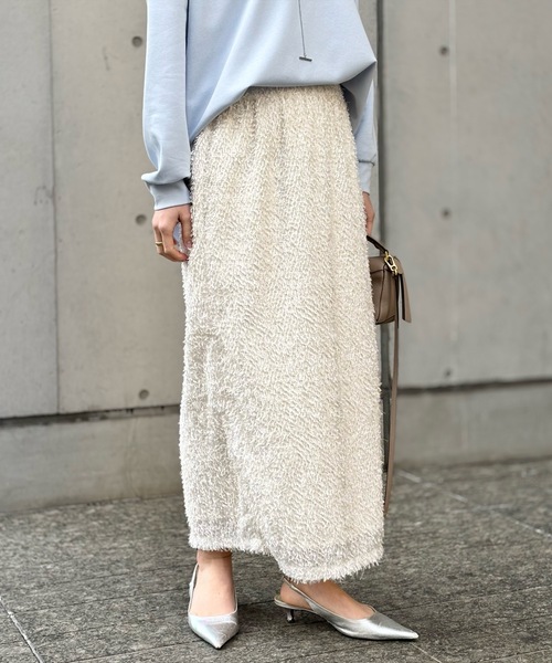 Emma Taylor（エマテイラー）の「エアリージャガードペンシルスカート（スカート・レディース・ブラック/オフホワイト・FREE）」の4枚目の写真