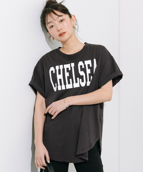 coca（coca）（コカ）の「テールカットカレッジビッグTシャツ（Tシャツ/カットソー・レディース・ライトブルー/ホワイト/ライトグレー/ブラック/ブルー/チャコール/B/A・S/M/L）」の4枚目の写真
