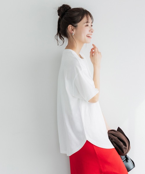 coca（coca）（コカ）の「テールカットカレッジビッグTシャツ（Tシャツ/カットソー・レディース・ライトブルー/ホワイト/ライトグレー/ブラック/ブルー/チャコール/B/A・S/M/L）」の10枚目の写真