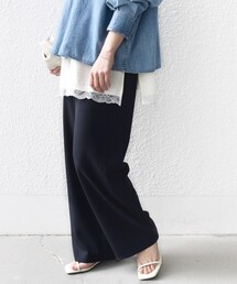 〈手洗い可能〉梳毛調ポケット デザイン ストレッチ ドロスト パンツ