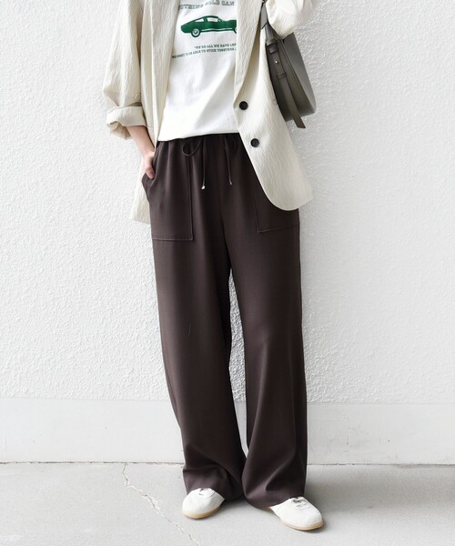 SHIPS（シップス）の「〈手洗い可能〉梳毛調ポケット デザイン ストレッチ ドロスト パンツ（その他パンツ・レディース・ブラウン/ネイビー/オフホワイト/ナチュラル・36/38）」の2枚目の写真