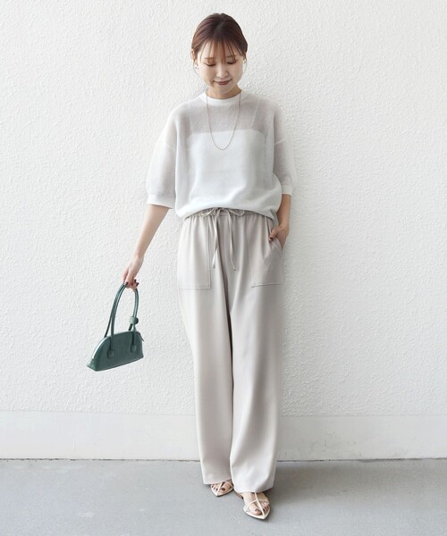 SHIPS（シップス）の「〈手洗い可能〉梳毛調ポケット デザイン ストレッチ ドロスト パンツ（その他パンツ・レディース・ブラウン/ネイビー/オフホワイト/ナチュラル・36/38）」の13枚目の写真