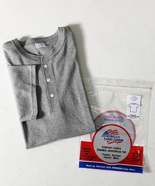 SILVER BULLET(シルバーバレット)の「『JEMORGAN LONG JOHNS/ジェーイーモーガンロングジョーンズ』フライス半袖ヘンリーTシャツ【+】(Tシャツ/カットソー・メンズ・チャコール/ブラック/杢グレー/オフホワイト・L/XL/M)」の3枚目の写真