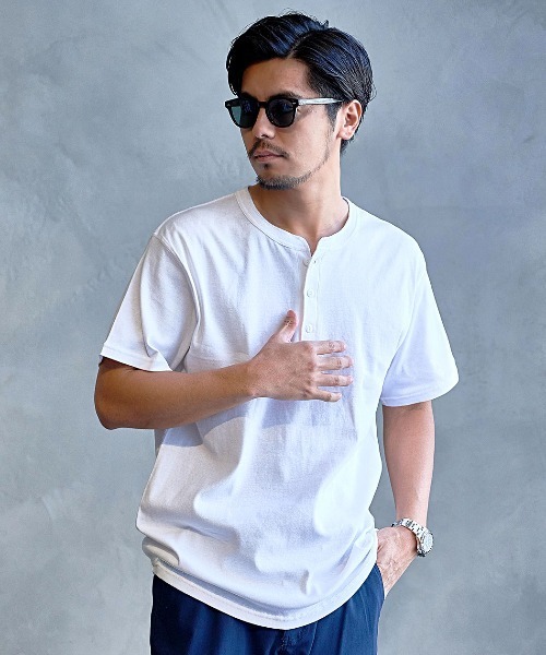 SILVER BULLET(シルバーバレット)の「『JEMORGAN LONG JOHNS/ジェーイーモーガンロングジョーンズ』フライス半袖ヘンリーTシャツ【+】(Tシャツ/カットソー・メンズ・チャコール/ブラック/杢グレー/オフホワイト・L/XL/M)」の5枚目の写真