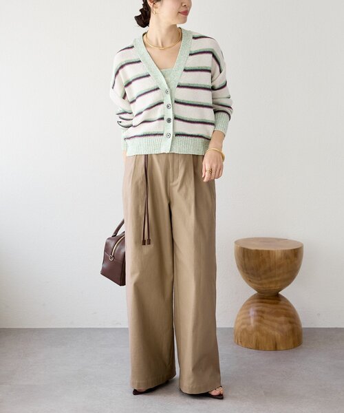 RIVE DROITE（リヴドロワ）の「予約【存在感抜群】マルチボーダーカーデ（カーディガン/ボレロ・レディース・ホワイト系その他/ブラウン・FREE）」の4枚目の写真