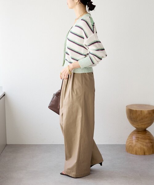 RIVE DROITE（リヴドロワ）の「予約【存在感抜群】マルチボーダーカーデ（カーディガン/ボレロ・レディース・ホワイト系その他/ブラウン・FREE）」の5枚目の写真