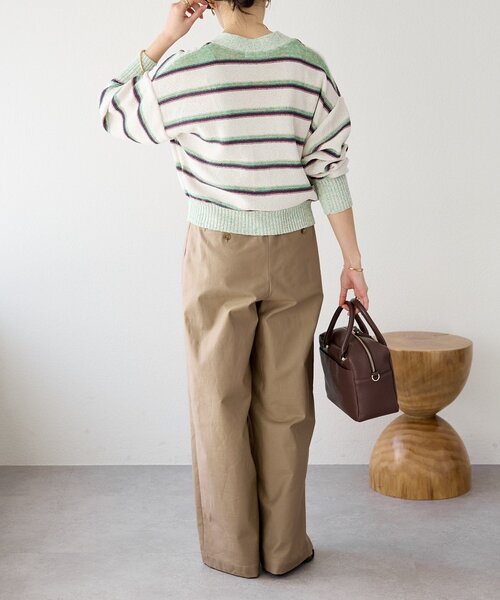 RIVE DROITE（リヴドロワ）の「予約【存在感抜群】マルチボーダーカーデ（カーディガン/ボレロ・レディース・ホワイト系その他/ブラウン・FREE）」の6枚目の写真