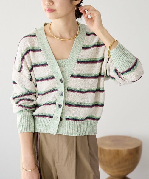 RIVE DROITE（リヴドロワ）の「予約【存在感抜群】マルチボーダーカーデ（カーディガン/ボレロ・レディース・ホワイト系その他/ブラウン・FREE）」の8枚目の写真