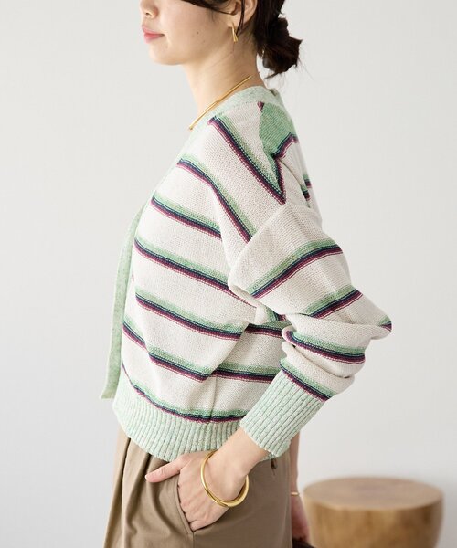 RIVE DROITE（リヴドロワ）の「予約【存在感抜群】マルチボーダーカーデ（カーディガン/ボレロ・レディース・ホワイト系その他/ブラウン・FREE）」の9枚目の写真