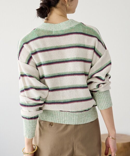 RIVE DROITE（リヴドロワ）の「予約【存在感抜群】マルチボーダーカーデ（カーディガン/ボレロ・レディース・ホワイト系その他/ブラウン・FREE）」の10枚目の写真