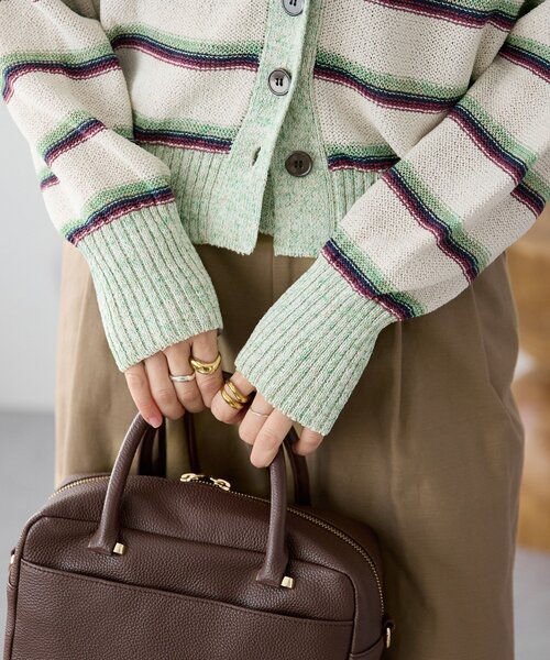 RIVE DROITE（リヴドロワ）の「予約【存在感抜群】マルチボーダーカーデ（カーディガン/ボレロ・レディース・ホワイト系その他/ブラウン・FREE）」の11枚目の写真