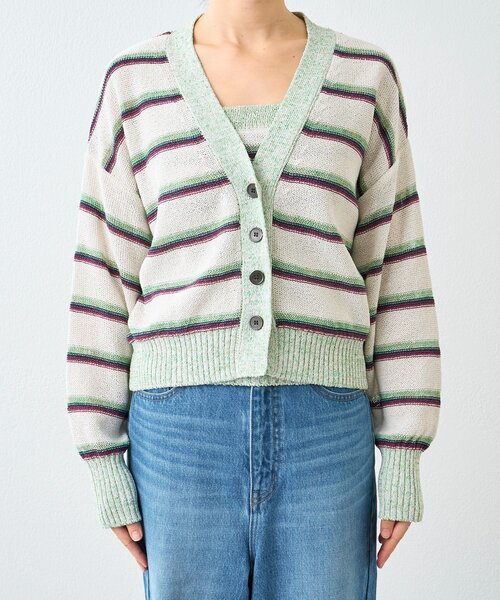 RIVE DROITE（リヴドロワ）の「予約【存在感抜群】マルチボーダーカーデ（カーディガン/ボレロ・レディース・ホワイト系その他/ブラウン・FREE）」の13枚目の写真