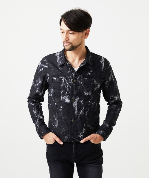 MICHEL KLEIN HOMME   （ミッシェルクランオム）の「《日本製》20th　FACTOTUMコラボ　スモーク柄デニムジャケット（Tシャツ/カットソー・メンズ・ブラック・MEDIUM/LARGE）」の2枚目の写真