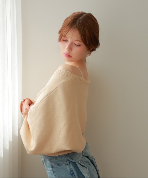 M DOLLY(エムドリー)の「camisole cableknit elio ensemble/キャミソールケーブルニットエリオアンサンブル(アンサンブル・レディース・ブルー/ベージュ・FREE)」の6枚目の写真