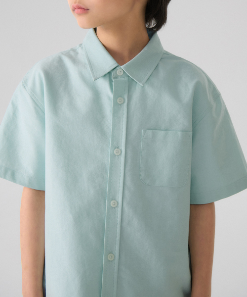 MUSINSA STANDARD KIDS（ムシンサスタンダードキッズ）の「オーバーサイズオックスフォード半袖シャツ[ミント]（シャツ/ブラウス・レディース・その他・150/160/130/110/120/100/140）」の4枚目の写真