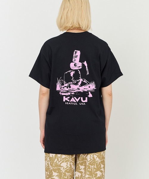 KAVU(カブー)の「KAVU/カブー Drink Frog Tee/ドリンクフロッグ Tシャツ(Tシャツ/カットソー・メンズ・ブラック/ライトイエロー/アッシュグレー・MEDIUM/LARGE)」の1枚目の写真