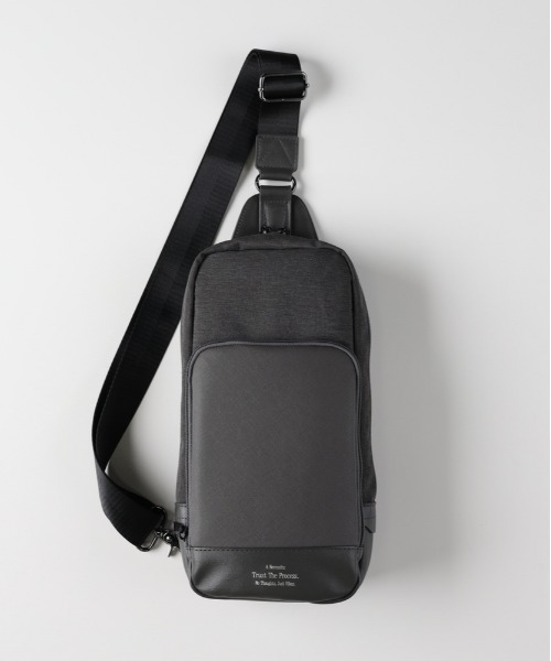 BACK NUMBER(バックナンバー)の「BACK NUMBER(バックナンバー)【メンズ】杢調ポリコンビスリングバッグ(ショルダーバッグ・メンズ・ブラック/グレー・ONE SIZE)」の1枚目の写真