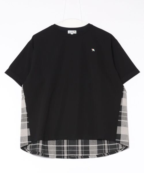 Arnold Palmer（アーノルドパーマー）の「ビックチェック ドッキング プルオーバー（Tシャツ/カットソー・レディース・サックスブルー/ネイビー/ブラック系1/ブラック系2・L/M/S）」の2枚目の写真