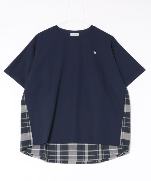 Arnold Palmer（アーノルドパーマー）の「ビックチェック ドッキング プルオーバー（Tシャツ/カットソー・レディース・サックスブルー/ネイビー/ブラック系1/ブラック系2・L/M/S）」の4枚目の写真