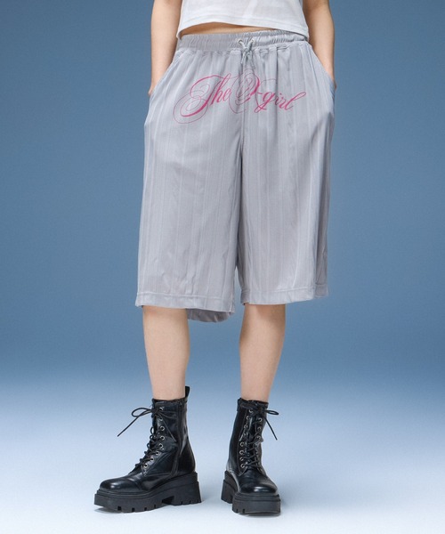 X-girl(エックスガール)の「SCRIPT LOGO SHORTS(その他パンツ・レディース・ブラック/グレー・S/M)」の2枚目の写真