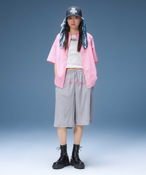 X-girl(エックスガール)の「SCRIPT LOGO SHORTS(その他パンツ・レディース・ブラック/グレー・S/M)」の6枚目の写真
