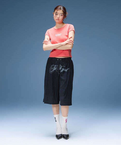 X-girl(エックスガール)の「SCRIPT LOGO SHORTS(その他パンツ・レディース・ブラック/グレー・S/M)」の10枚目の写真