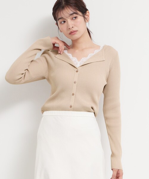 THE SHOP TK (ザ ショップ ティーケー )の「レースレイヤードリブニット(ニット/セーター・レディース・ベージュ/グレー/ブラック・12/13)」の3枚目の写真