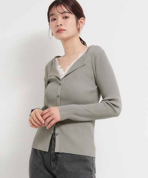 THE SHOP TK (ザ ショップ ティーケー )の「レースレイヤードリブニット(ニット/セーター・レディース・ベージュ/グレー/ブラック・12/13)」の1枚目の写真