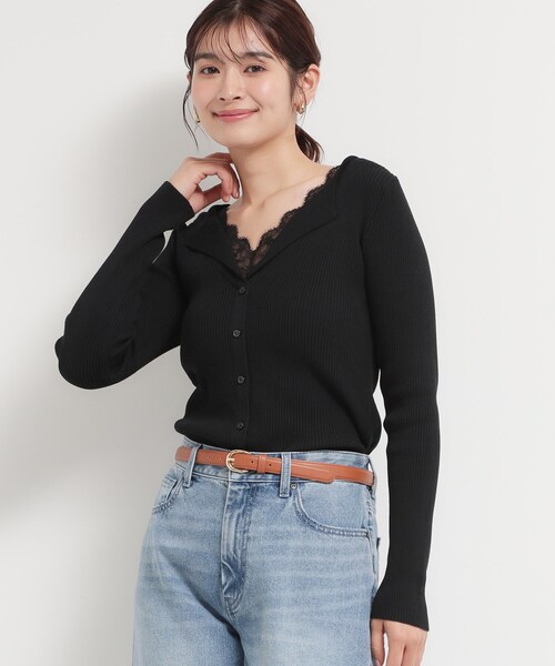 THE SHOP TK (ザ ショップ ティーケー )の「レースレイヤードリブニット(ニット/セーター・レディース・ベージュ/グレー/ブラック・12/13)」の2枚目の写真