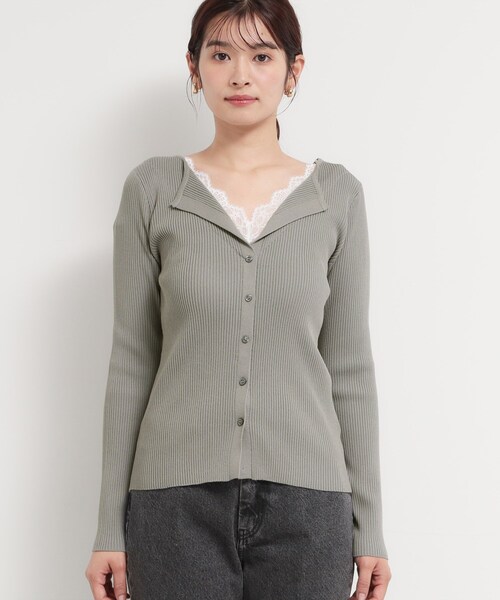 THE SHOP TK (ザ ショップ ティーケー )の「レースレイヤードリブニット(ニット/セーター・レディース・ベージュ/グレー/ブラック・12/13)」の11枚目の写真