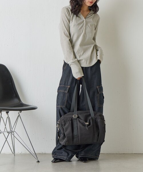 goocy（グーシー）の「ナイロン2WAYボストン（ショルダーバッグ・レディース・ブラック/グレー・FREE）」の4枚目の写真