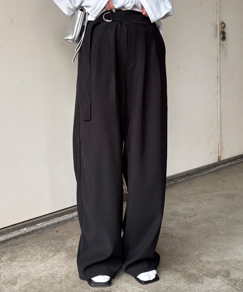ISOOK(アイスー)の「【ISOOK / アイスー】ベルト付きストレートスラックス / ワイドパンツ フルレングス 無地 ブラック ホワイト ZOZOTOWN限定(スラックス・レディース・ブラック/アイボリー・FREE)」の21枚目の写真