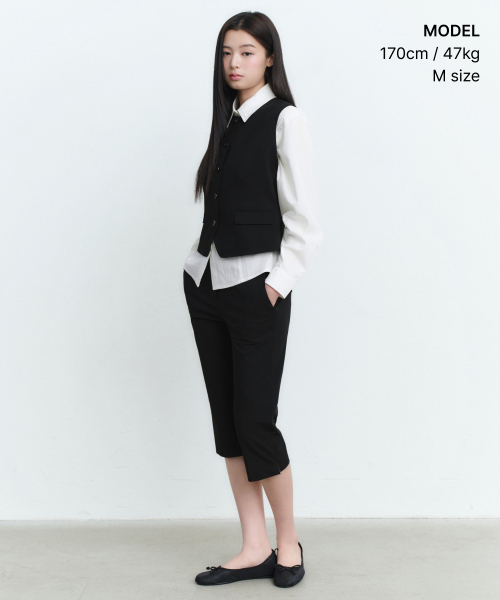 MUSINSA STANDARD WOMAN（ムシンサスタンダードウーマン）の「ウィメンズラウンドネックテーラードベスト[ブラック]（ベスト・レディース・その他・SMALL/MEDIUM/LARGE/X-SMALL）」の8枚目の写真