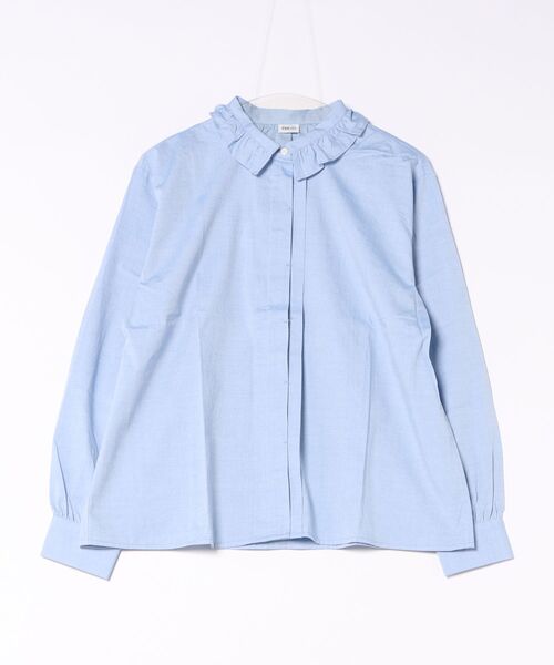 PAR ICI(パーリッシィ)の「グランジウォッシュ 衿先フリルタックブラウス(シャツ/ブラウス・レディース・ネイビー/ブルー系その他/ブルー系その他2・FREE)」の3枚目の写真