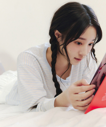 CELITAILS（セリテールズ）の「STRIPE HENLEY NECK T-SHIRT_SKY BLUE（Tシャツ/カットソー）」