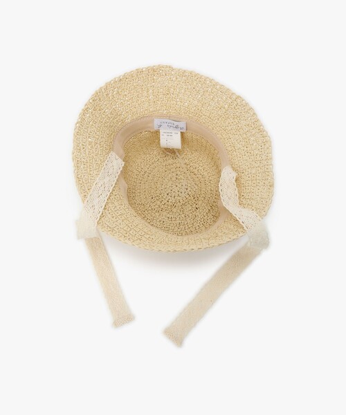 agnes b.(アニエスベー)の「キッズ "b." ロゴ 刺繍 あご紐レース付き ハット(ハット・キッズ・オフホワイト・FREE)」の4枚目の写真