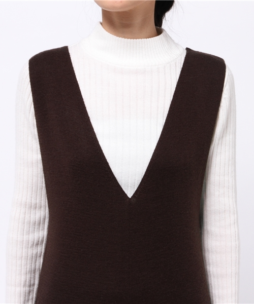 OUTLET(アウトレット)の「【WHO'S WHO gallery】SVニットオールインワン(つなぎ/オールインワン・レディース・チャコールグレー/ブラウン・FREE)」の6枚目の写真